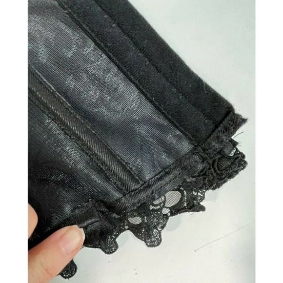 Fredericks of Hollywood Size 34 S M Corset Goth Lolita Black Hook Lace Up Satin - Picture 10 of 15